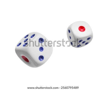 Similar – Image, Stock Photo Two dice fall from a leather dice cup