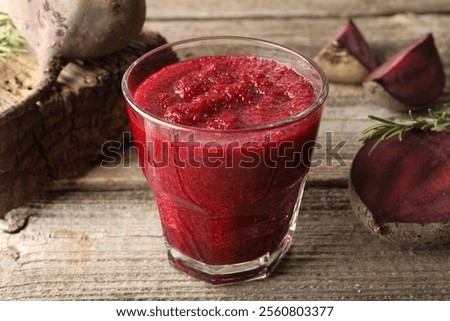 Similar – Image, Stock Photo Beetroot and fresh smoothie on wooden table