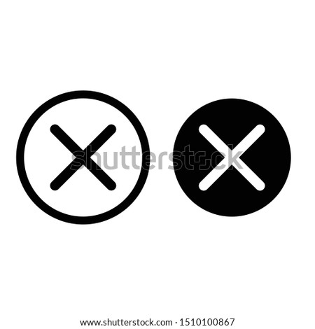 Close button vector icons in black and white.