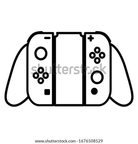 Portable gaming console gamepad controllers for video games. Vector illustration in black and white. Icon for websites or mobile applications.