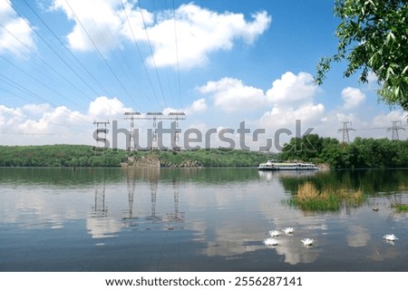 Similar – Image, Stock Photo Symmetry | High voltage line