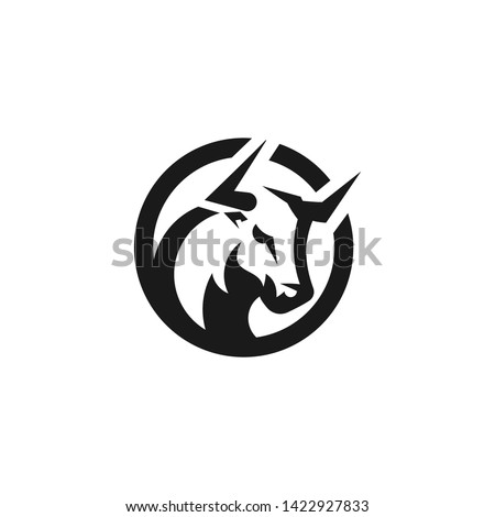 Black Bull in Circle Logo Design Inspiration.