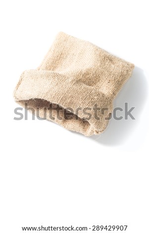 Empty burlap sack on white background