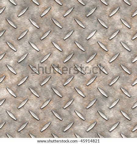 Dirty metal diamond plate texture for flooring is seamless pattern background and has high detail.