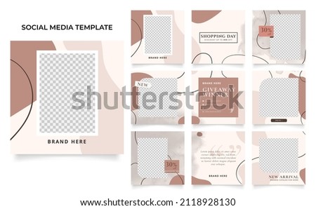 social media template banner fashion sale promotion. fully editable square post frame puzzle trendy sale poster. brown color vector background
