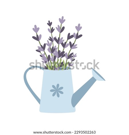 Similar – Image, Stock Photo Watering can and flowers pots in sunlight on pink background. Top view. Gardening concept. Creative layout