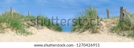 Similar – Image, Stock Photo Path through the dunes with a view of the beach of the North Sea