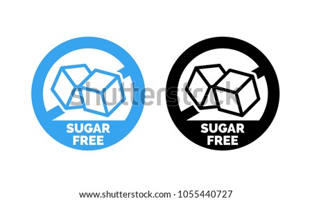 Sugar free label. Vector sugar cubes in circle icon for no sugar added product package design
