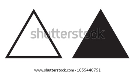 Equilateral triangle icon of vector outline line and silhouette triangle