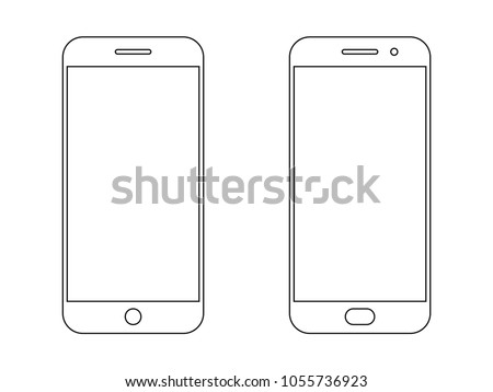 Smartphone outline vector icon of mobile smart phone screen or modern android cellphone