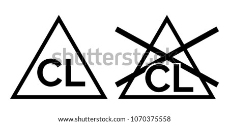 Chlorine no bleach signs. Vector icons for fabric wash instruction of chlorine bleaching