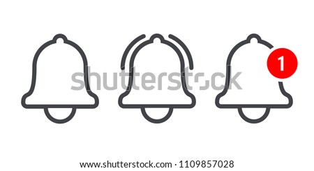 Message notification bell vector line icon for incoming inbox Foto stock © 