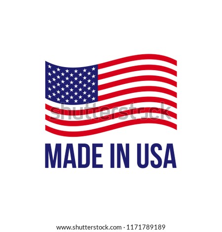 Made in USA icon with American flag. Vector logo or premium quality warranty label for package design