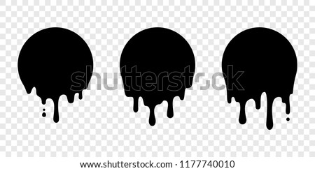 Paint drip stickers or circle labels. Vector liquid drops icons for graffiti blob stickers