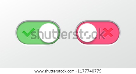Toggle button switch off or turn on slider icons for vector flat web UI toggle button interface design