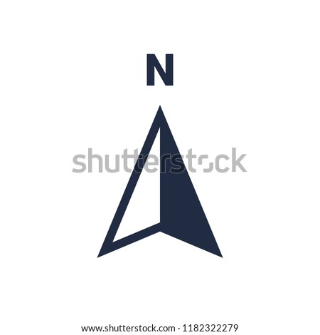 North arrow icon or N direction and navigation point symbol. Vector logo for GPS navigator map isolated on white background