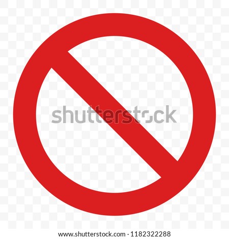Stop sign vector red icon. Vector warning or no entry forbidden circle and line symbol isolated on transparent background