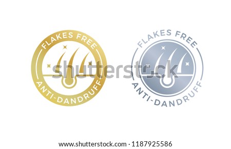 Anti-dandruff flakes free logo icon for shampoo. Vector hair oil dandruff design.