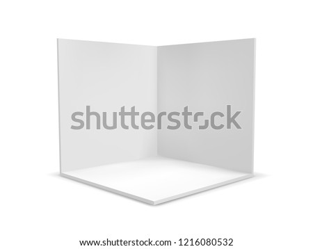 Cube box or corner room interior cross section. Vector white empty geometric square 3D blank box template