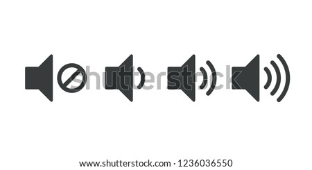 Sound volume icons. Vector isolated sound volume up, down or mute control buttons set