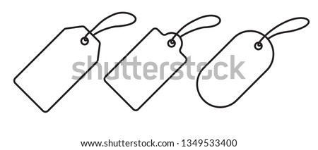 Price tag label icons set. Vector sale gift blank pricetag outline isolated on white background