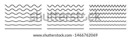 Wave line and wavy zigzag pattern lines. Vector black underlines, smooth end squiggly horizontal curvy squiggles