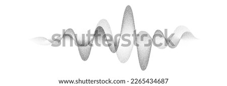 Noise grain sound wave tattoo, pointillism dots wave of black gradient vector dotwork stipple. Abstract wave tattoo of grain noise with grainy dotted texture