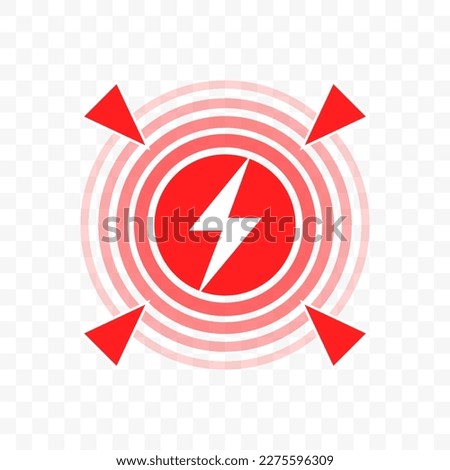 Аcute joint pain or throat pain target red circle with vector thunder flash icon, pain localization spot of sore hurt and ache of toothache, stomach pain and headache