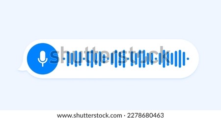 Voice message, audio chat interface and record play bubble, vector messenger playback. Voice message icon of microphone button and sound wave of recording listen 商業照片 © 