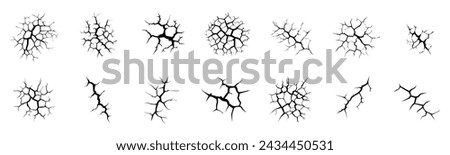 Crack fractures of wall or floor break effect, vector texture background. Cracks pattern effect of ground concrete damage, fractured fissure or split lines of stone destruction or glass crackle