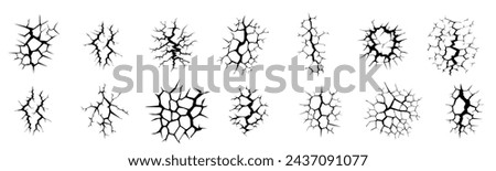 Cracks of wall texture effect, ground concrete break with fissure split lines of fractures. Cracks pattern effect on vector background