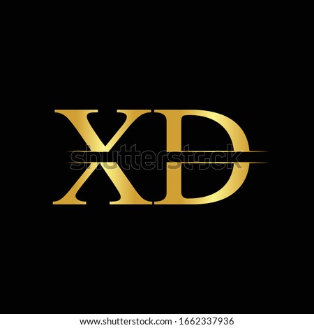 Creative Letter XD Logo Vector With Gold Color. Abstract Linked Letter XD Logo Design