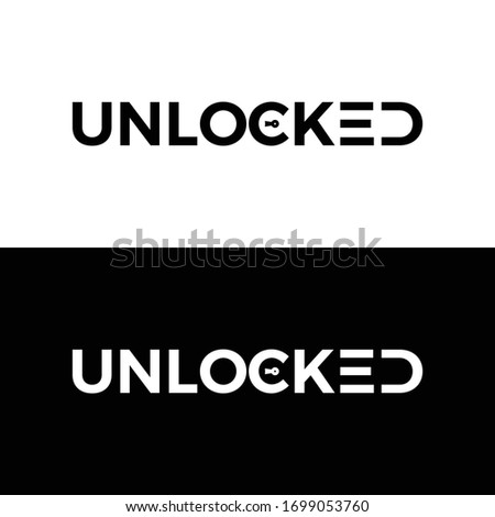 Unlocked Typography Word Letter Logo Design Vector Template. Unlocked Word Logo For Business Typography Design