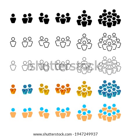 Grouped People Vector Icon Set. Multiple Style Of People Vector Icon Pack Graphic.
