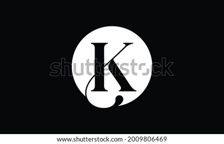 Initial K letter Black Color With White Background Logo Design vector Template. Calligraphy Letter K Logo Design