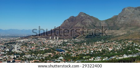 A panorama of Devil's peak in Cape Town, South Africa.
