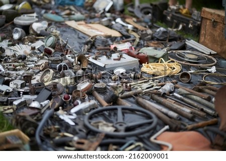 Flea market. a lot of iron parts at the flea market. scrap metal Сток-фото © 