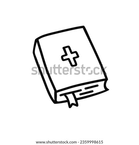 Bible vector doodle. Hand drawn simple holy bible book illustration. Book doodle. Religious illustration. 