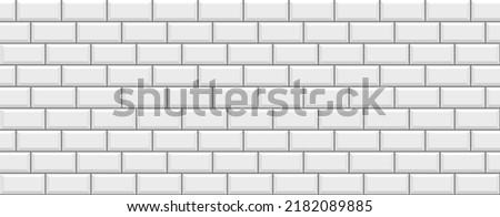 Brick wall outline grid. Ceramic pattern. Seamless metro background. White kitchen backsplash. Apron faience print. Cement texture. Old rectangle brickwall. Vintage stone surface. Vector illustration
