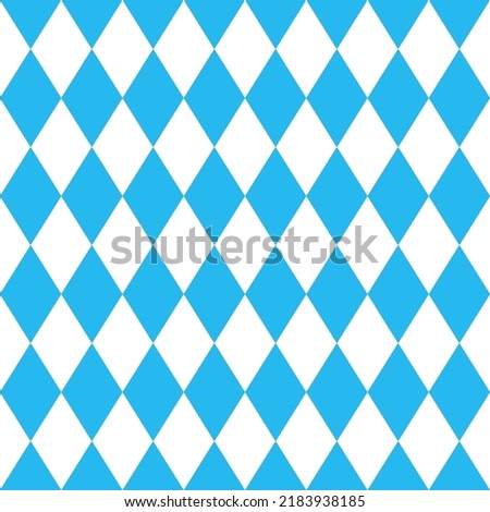 Oktoberfest background with blue and white rhombuses. Bavarian diamond texture. Octoberfest seamless pattern. Holiday wrapping print. Germany traditional wallpaper. Vector color illustration.