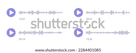 Podcast soundwave social message. Voice recording chart. Mobile messenger chat soundwave. Audio sound waves. Volume equalizer with stereo noise. Shape of mobile talk track. Vector illustration 商業照片 © 