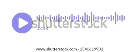 Audio chat voice record interface. Shape of mobile talk track, soundwave line. Mobile messenger app sound wave of speech. Record music player. Equalizer icon with spectrum noise. Vector illustration.