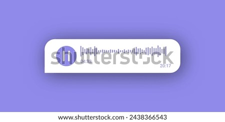 Social network sound wave. Audio message speech. Record music player. Podcast soundwave line of voice. Equalizer icon with spectrum noise and pause button. Mobile talk track. Vector illustration.