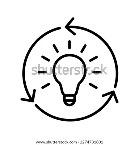 lightbulb with recycle arrow, green energy icon vector