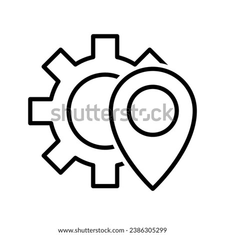 cogwheel with location pointer icon vector