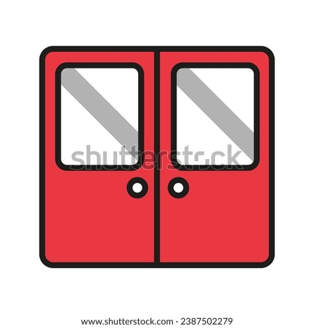 illustration of train door, automatic door at public transport icon vector