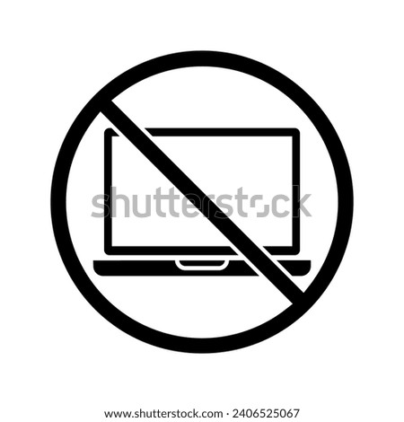 Laptop-free zone, no laptop allowed sign icon vector
