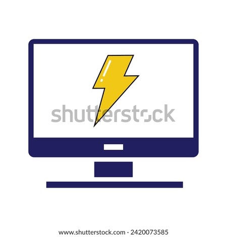 computer monitor with lightning bolt icon vector