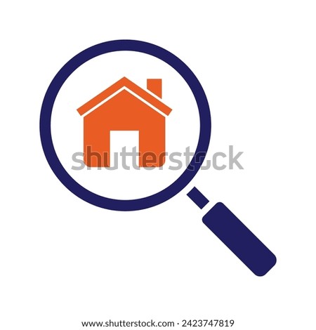 home search, house and magnifying glass icon vector