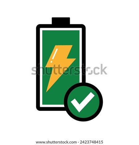 rechargeable battery with checkmark icon vector